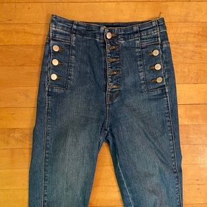 J Brand super high rise button detail jeans